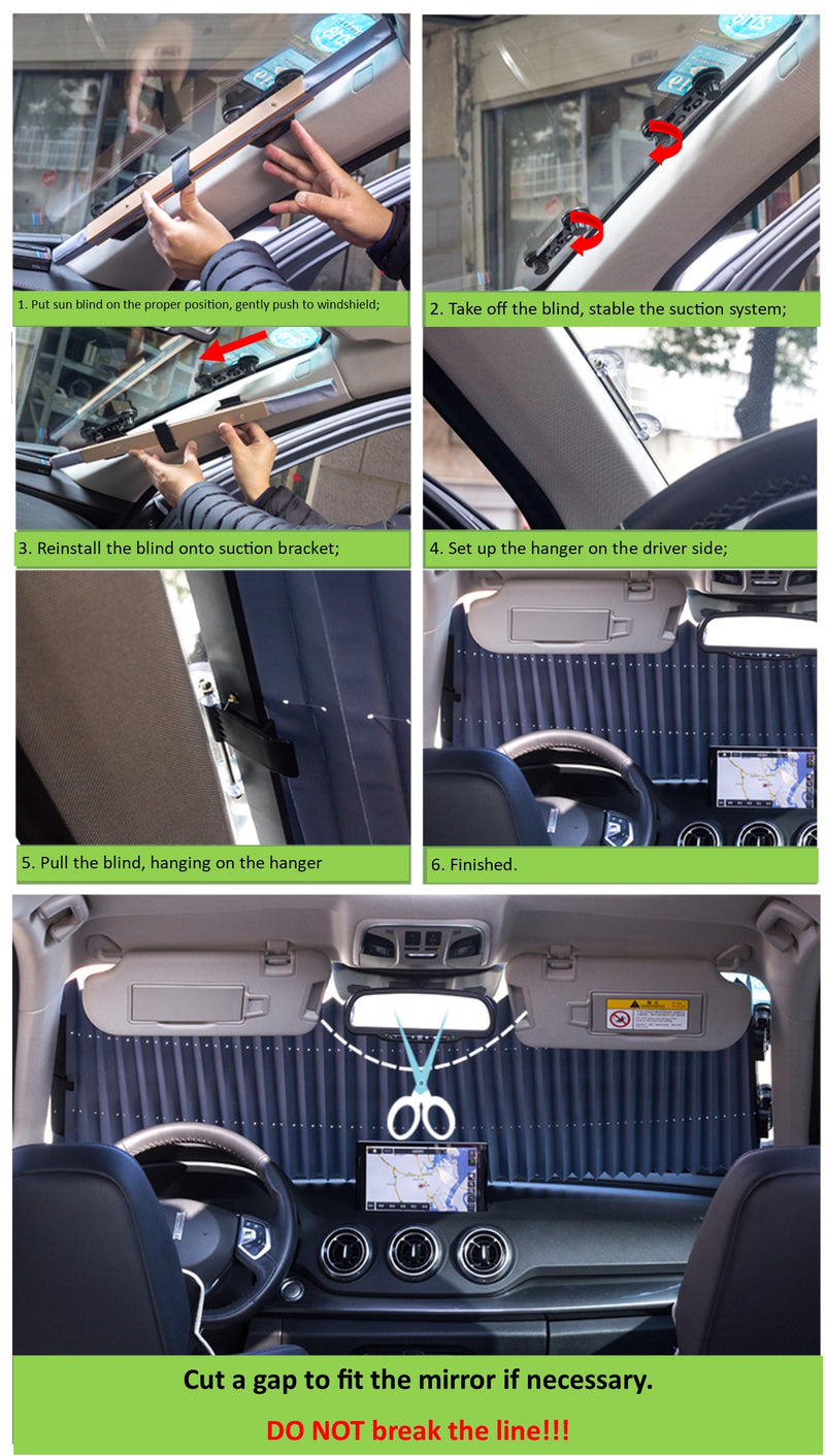 Universal Car Sun Shade, Retractable Sun Blind, Auto Windshield Sunshade 65 cm/25.5 inch