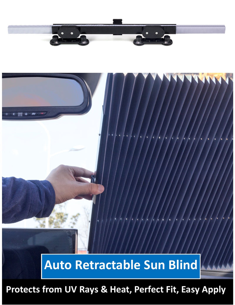 Universal Car Sun Shade, Retractable Sun Blind, Auto Windshield Sunshade 65 cm/25.5 inch