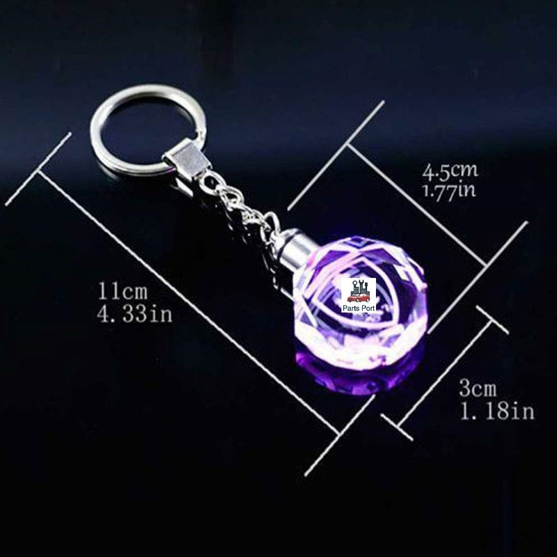 Flashing Keychain with Car Logo, Laser Engraved Crystal Body w/Colorful LED Light  (Variant Selections)