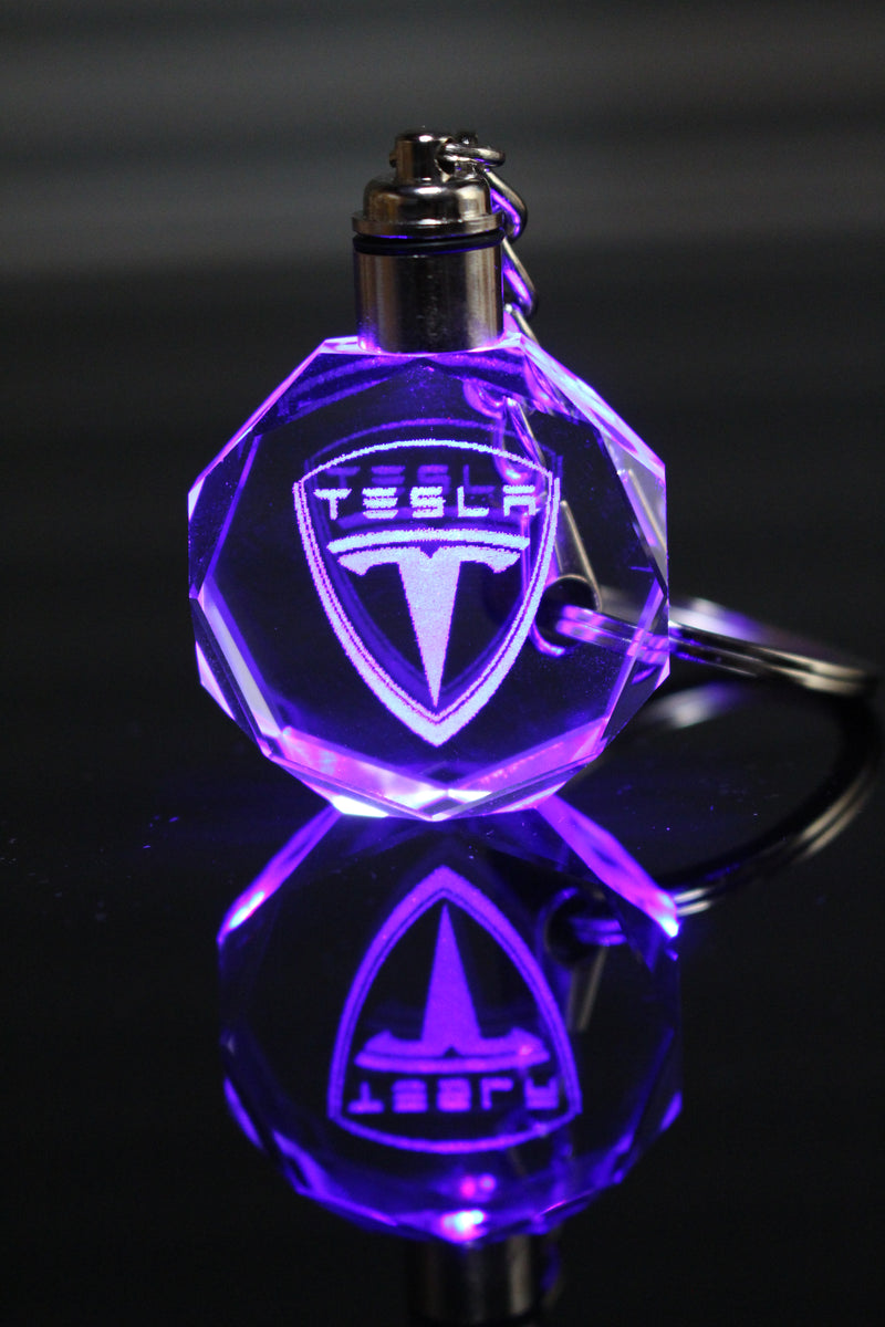 Flashing Keychain with Car Logo, Laser Engraved Crystal Body w/Colorful LED Light  (Variant Selections)