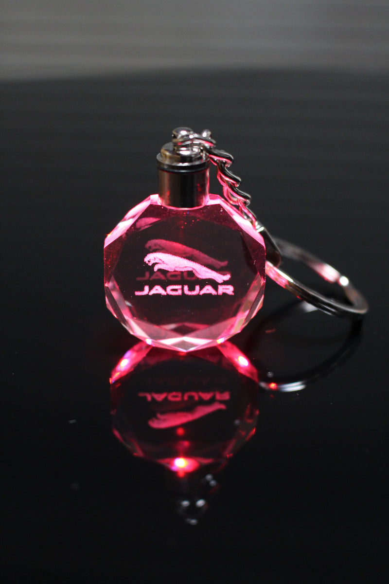 Flashing Keychain with Car Logo, Laser Engraved Crystal Body w/Colorful LED Light  (Variant Selections)